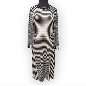 Diane Von Furstenberg DvF Haven Dress Black Women's White Stripe Stretch Jersey